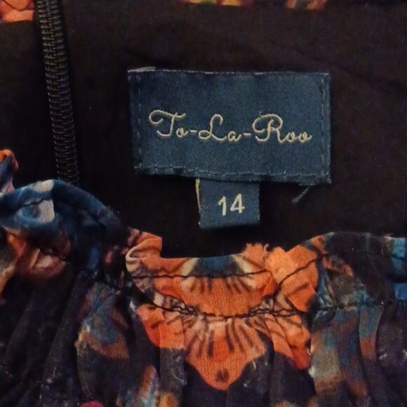 To La Roo Girls Black Floral  Tunic Neck Midi Dress. Size 14 - Picture 11 of 15